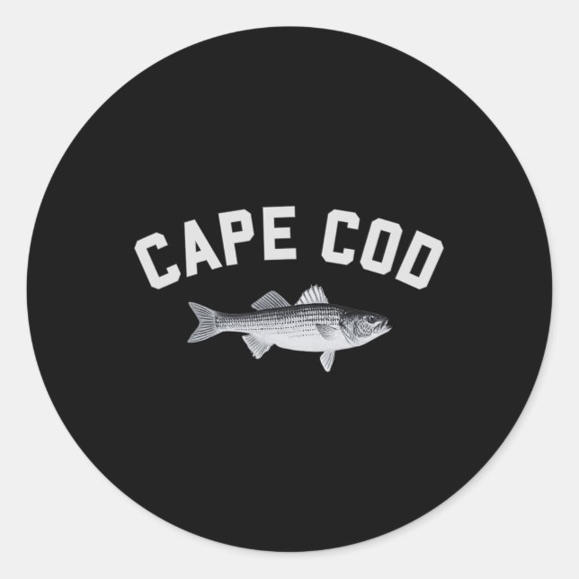 Cape Cod Striper Striped B Fun Fishing Design  Classic Round Sticker (Front)