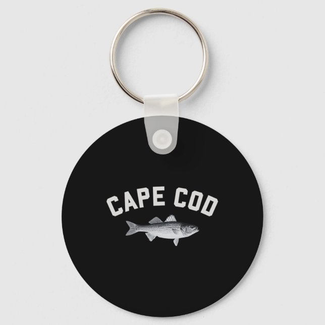 Cape Cod Striper Striped B Fun Fishing Design  Key Ring (Front)