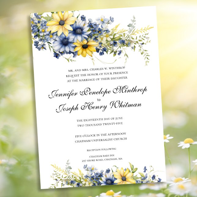 Cape Cod Summer Floral Wedding Invitation (Summer Garden Wedding Invitation
)
