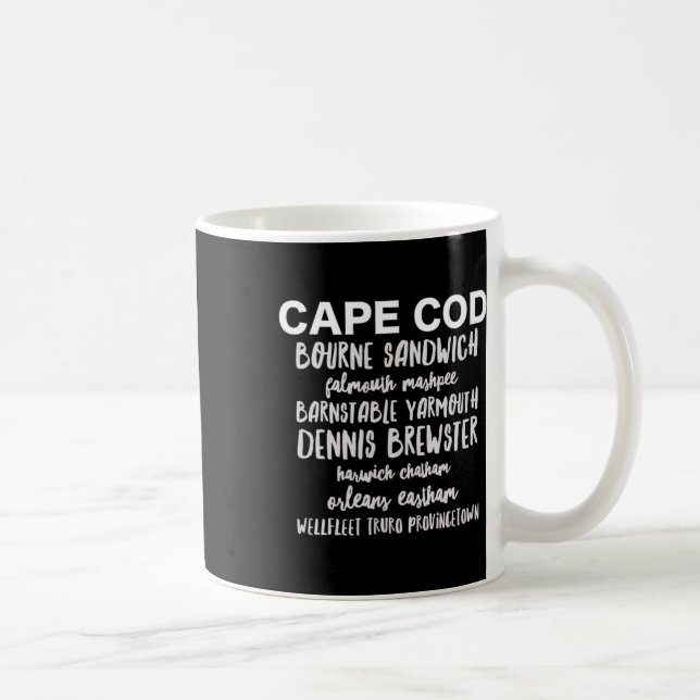 Cape Cod Towns Provincetown Rnstable Bourne Dennis Coffee Mug (Right)
