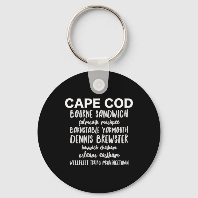 Cape Cod Towns Provincetown Rnstable Bourne Dennis Key Ring (Front)
