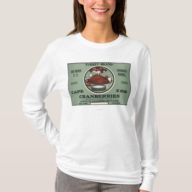 Cape Cod Turkey Brand Cranberry Label T-Shirt (Front)