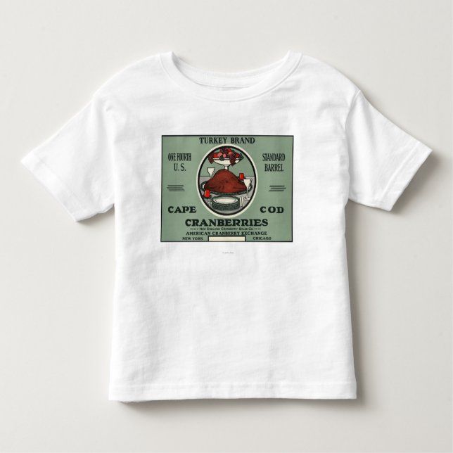 Cape Cod Turkey Brand Cranberry Label Toddler T-Shirt (Front)