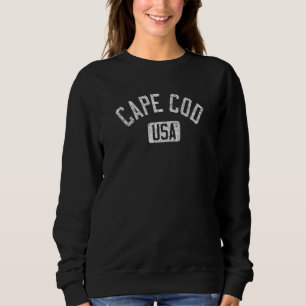 Cape Cod USA Arched Text Distressed White Print Sweatshirt