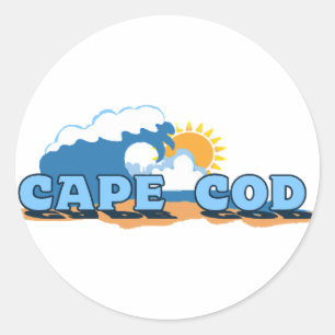 Cape Cod "Waves" Design. Classic Round Sticker
