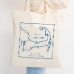 Cape Cod Wedding Welcome Tote Bag<br><div class="desc">These custom Cape Cod map tote bags are the perfect wedding favour to welcome your out of town guests. Fill them with "Welcome to Cape Cod" welcome bag goodies, or customise them as gifts for your wedding party. Move the heart by clicking "Edit Using design tool" under "Personalise". Perfect for...</div>