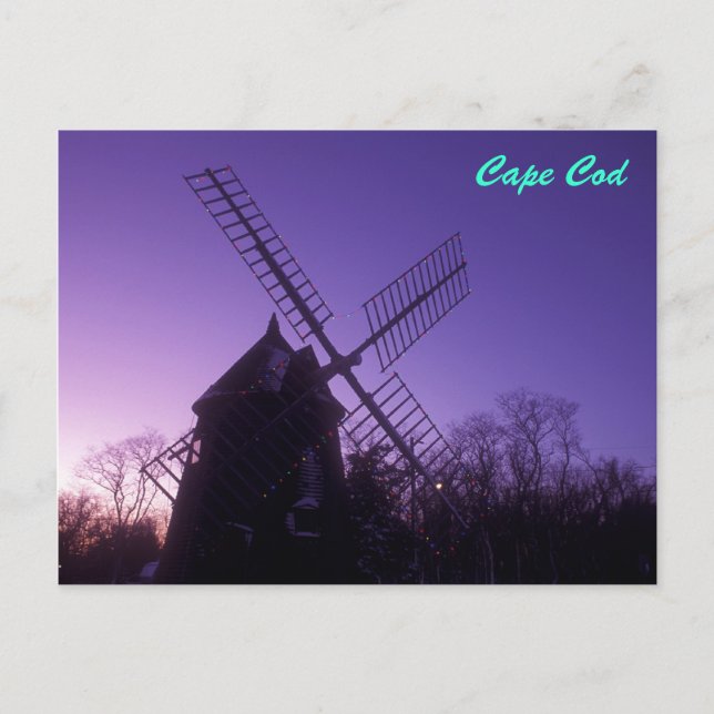 Cape Cod Windmill at Twilight Postcard (Front)