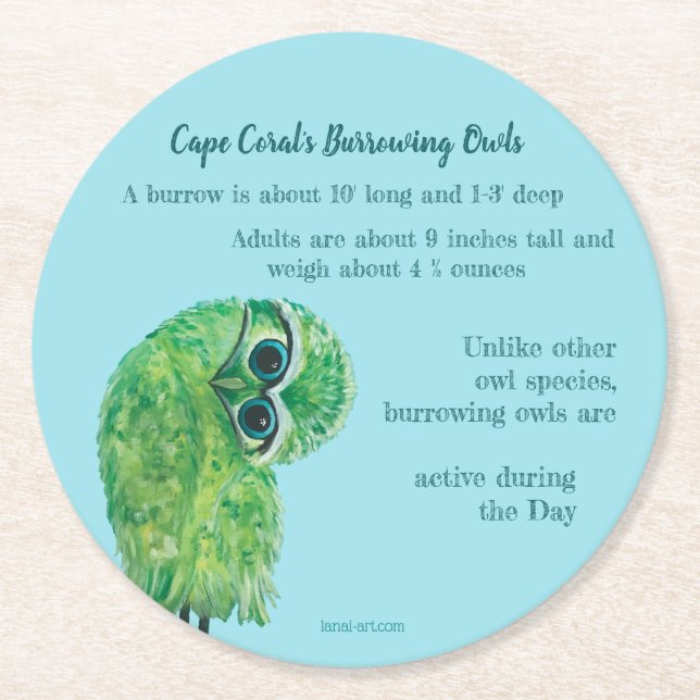 Cape Coral Burrowing Owl Coaster (Front)