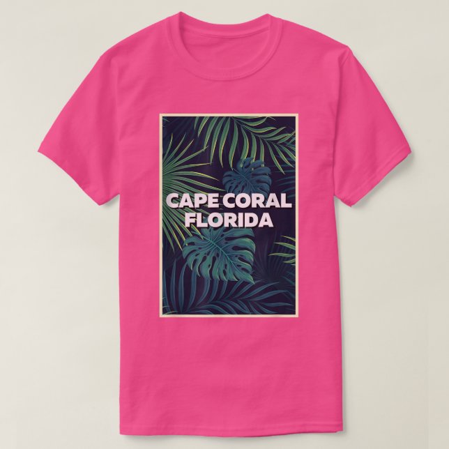 Cape Coral Florida Beaches Palm Leaves Summer Art  T-Shirt (Design Front)