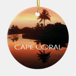 Cape Coral Florida Canal Sunset Ceramic Tree Decoration