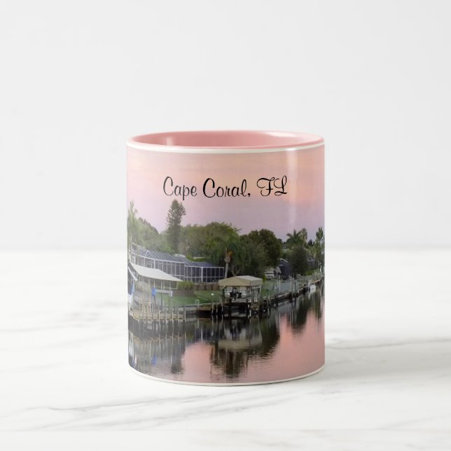 Cape Coral, Florida canal, Two-Tone Coffee Mug (Center)