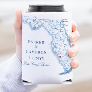 Cape Coral Florida Map Elegant Wedding Favour Can Cooler