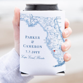 Cape Coral Florida Map Elegant Wedding Favour Can Cooler