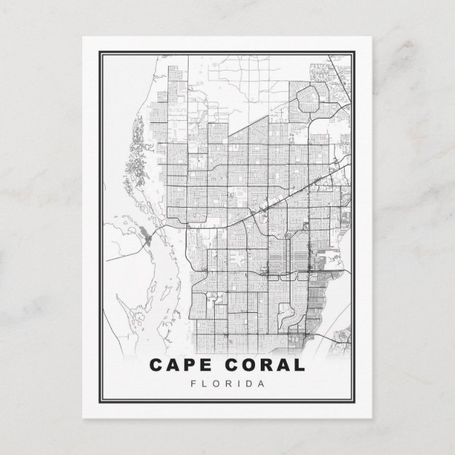 Cape Coral Map Holiday Postcard (Front)