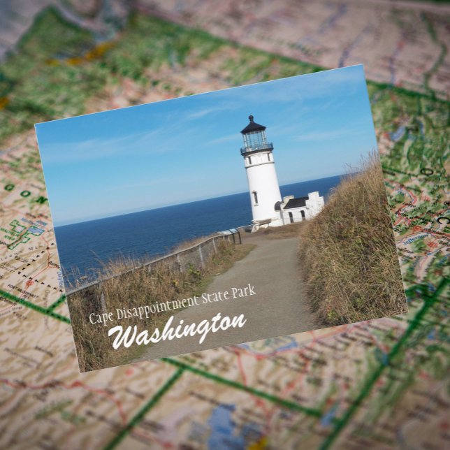 Cape Disappointment State Park Lighthouse Travel Postcard (In Situ Map)