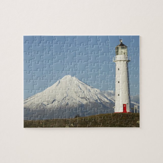 Cape Egmont Lighthouse and Mt Taranaki / Mt Jigsaw Puzzle (Horizontal)