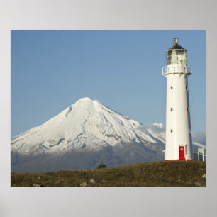 Cape Egmont Lighthouse and Mt Taranaki / Mt Poster