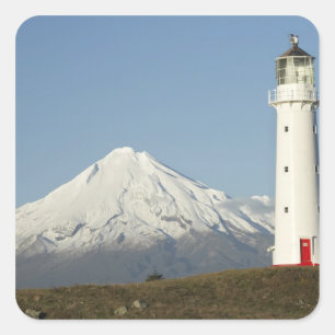 Cape Egmont Lighthouse and Mt Taranaki / Mt Square Sticker