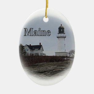 Cape Elizabeth Lighthouse Ceramic Tree Decoration