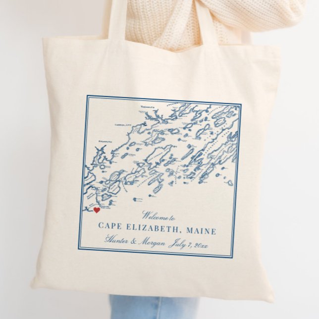 Cape Elizabeth Maine Destination Wedding Welcome Tote Bag (This Cape Elizabeth, Maine wedding welcome tote bag is perfect for your Sea View Inn wedding)