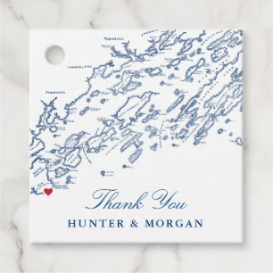 Cape Elizabeth Maine Map Navy Blue Wedding Favour Tags