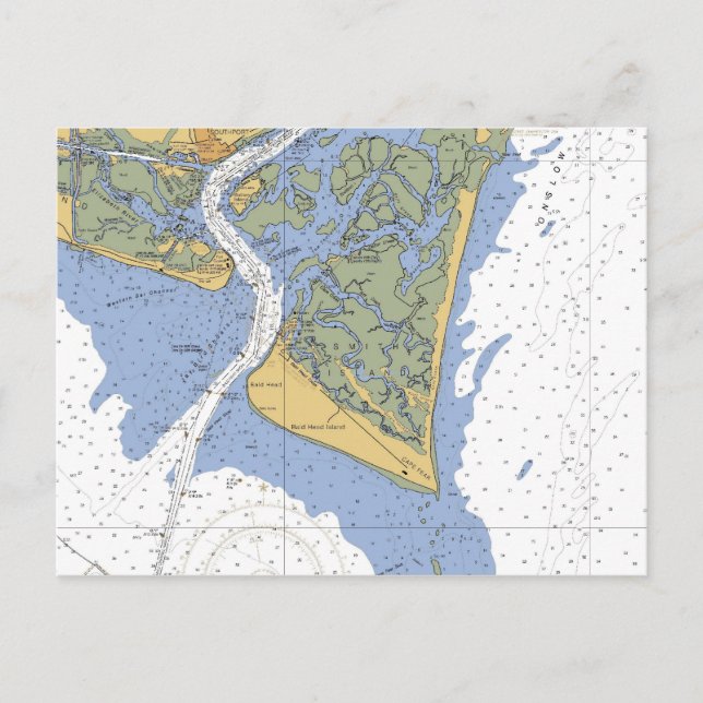 Cape Fear, NC Nautical Chart Postcard (Front)