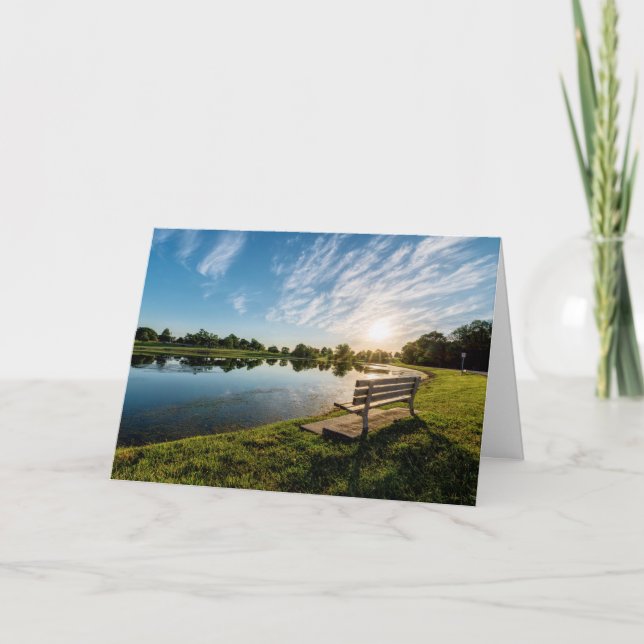 Cape Girardeau County Park Bench Sunset Card (Front)