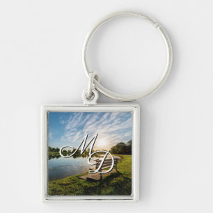 Cape Girardeau County Park Bench Sunset Keychain