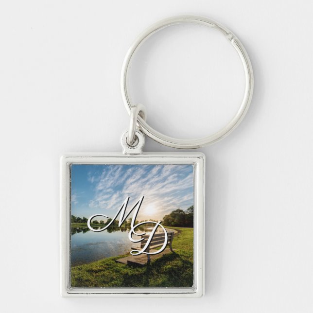 Cape Girardeau County Park Bench Sunset Keychain (Front)