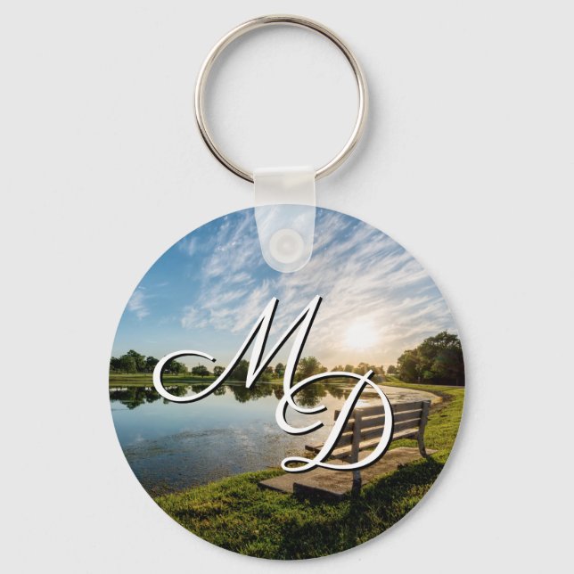 Cape Girardeau County Park Bench Sunset Keychain (Front)