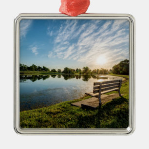 Cape Girardeau County Park Bench Sunset Metal Tree Decoration