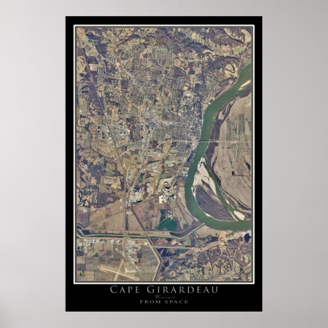 Cape Girardeau Missouri Satellite Map Poster (Front)