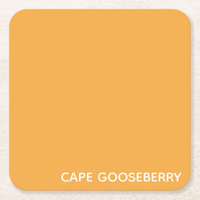 Cape Gooseberry yellow colour name Square Paper Coaster (Front)
