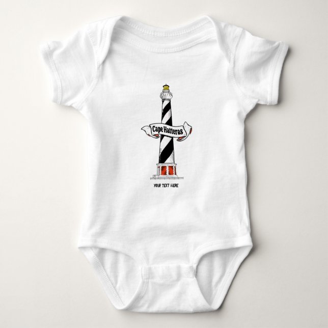 Cape Hatteras Lighthouse black and white Baby Bodysuit (Front)