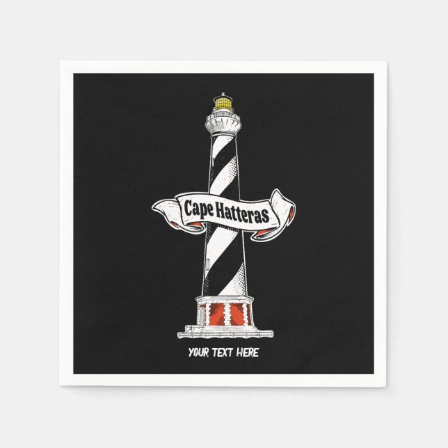 Cape Hatteras Lighthouse black and white Napkin (Front)