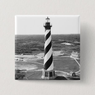 Cape Hatteras Lighthouse black and white photo 15 Cm Square Badge