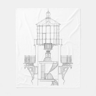 Cape Hatteras Lighthouse Lantern Room Blueprint Fleece Blanket