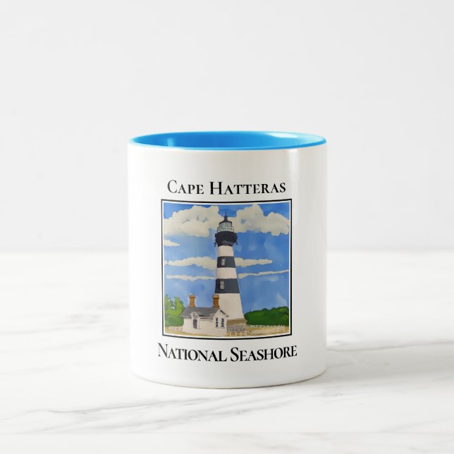 Cape Hatteras Lighthouse, National Seashore Two-Tone Coffee Mug (Center)