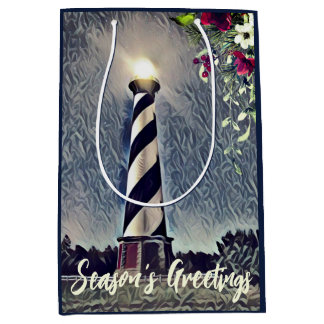 Cape Hatteras Lighthouse OBX Season's Greetings Medium Gift Bag