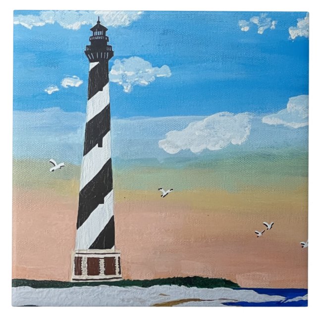 Cape Hatteras Lighthouse Painting Tile (Front)