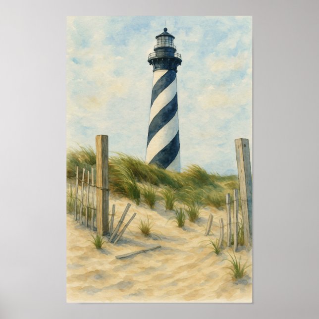 Cape Hatteras Lighthouse Watercolor Poster (Front)