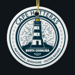Cape Hatteras National Seashore Outer Banks Ceramic Tree Decoration<br><div class="desc">Cape Hatteras National Seashore illustration in a badge style circle.</div>