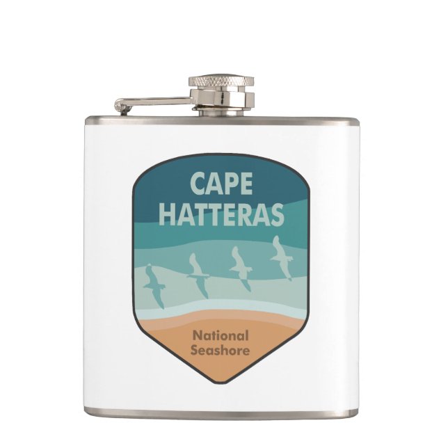 Cape Hatteras National Seashore Seagulls Hip Flask (Front)