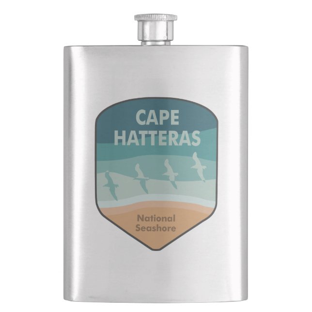 Cape Hatteras National Seashore Seagulls Hip Flask (Front)
