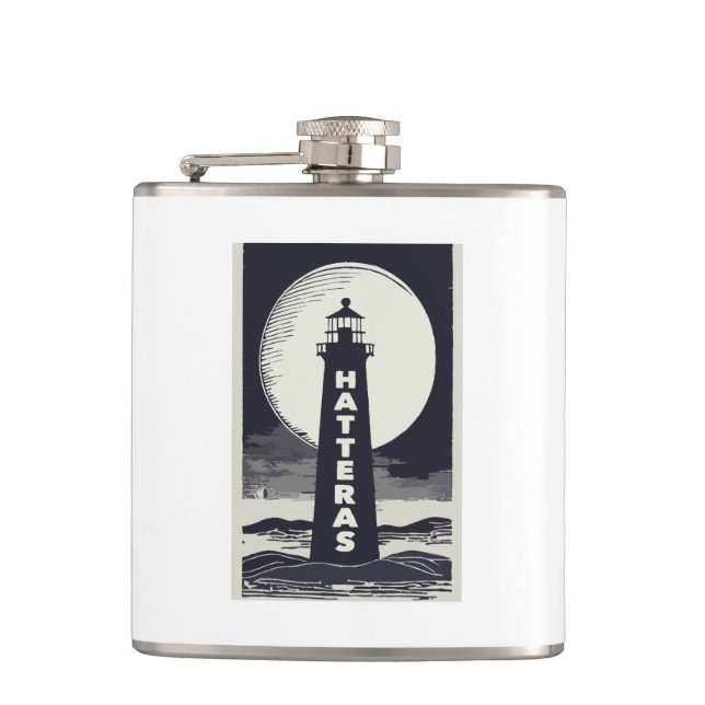 Cape Hatteras North Carolina Lighthouse Moon Hip Flask (Front)