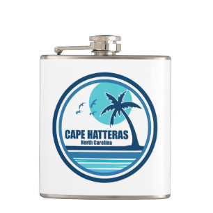 Cape Hatteras North Carolina Palm Tree Birds Hip Flask