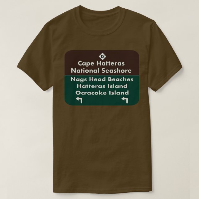Cape Hatteras Road Sign T-Shirt (Design Front)