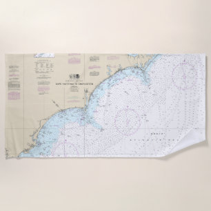 Cape Hatteras to Charleston Nautical Chart 11520 Beach Towel