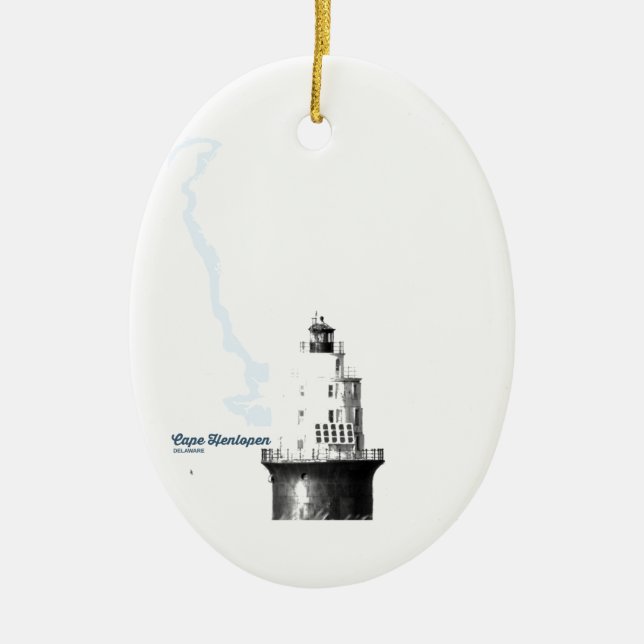 Cape Henlopen. Ceramic Tree Decoration (Front)