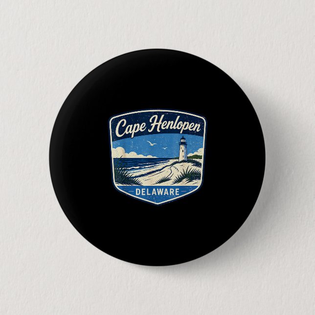 Cape henlopen delaware lighthouse beach ocean 6 cm round badge (Front)